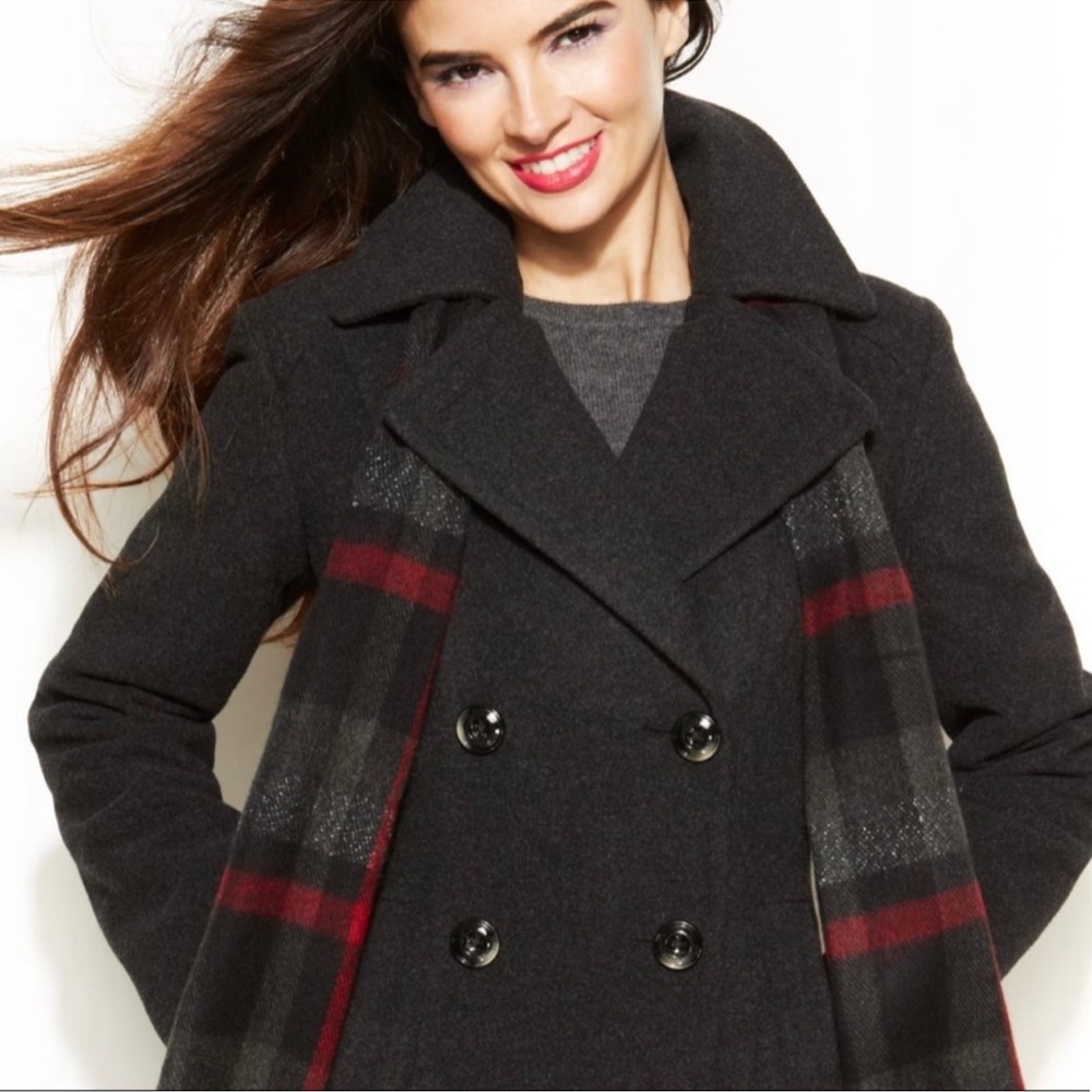 American Eagle Outfitters Black Double-Breasted Pea Coat